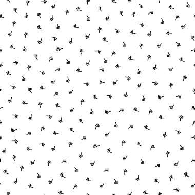 Hint Rupisi sembolü, dikişsiz vektör deseni. Küçük döviz simgeleriyle siyah beyaz monokrom fon. Maliye tekrarı. Grafiksel kaynak. Para, iş, ekonomi için..