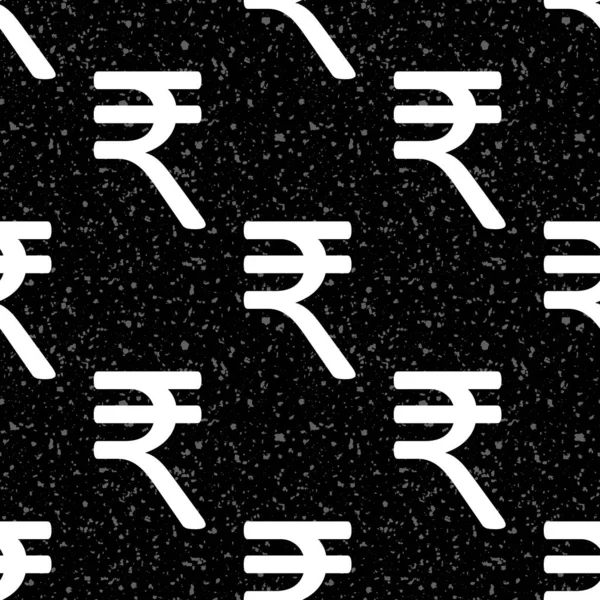 Indiase Roepie Symbool Vector Patroon Naadloze Achtergrond Zwart Wit Monochrome — Stockvector