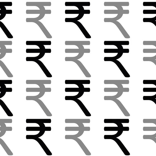 Indische Rupie Symbol Vektormuster Nahtlosen Hintergrund Schwarz Grauer Monochromer Hintergrund — Stockvektor