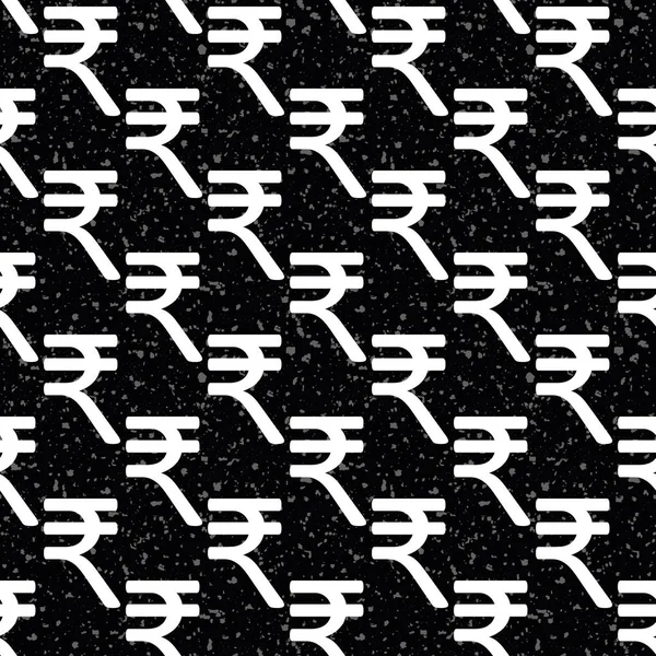 Indische Rupie Symbol Vektormuster Nahtlosen Hintergrund Schwarz Weißer Monochromer Hintergrund — Stockvektor