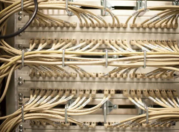 Network cables in a server room — Stock Photo, Image