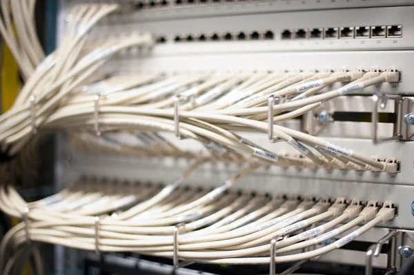 Network cables in a server room — Stock Photo, Image