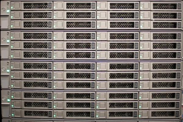 Network server room with computers for digital tv ip communications and internet — Stock Photo, Image