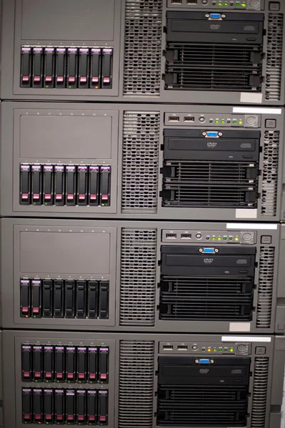 Network server room with computers for digital tv ip communications and internet — Stock Photo, Image