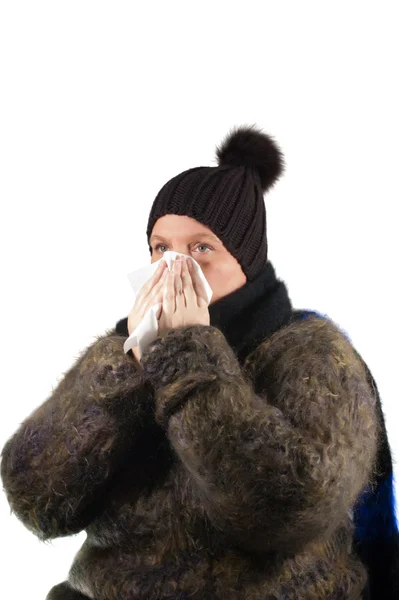 Woman sneeze - cold — Stock Photo, Image