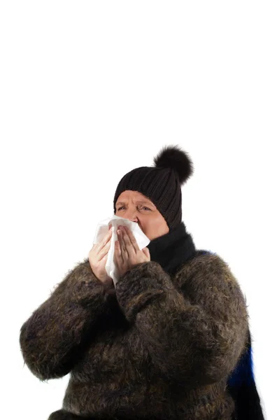 Woman sneeze - cold — Stock Photo, Image