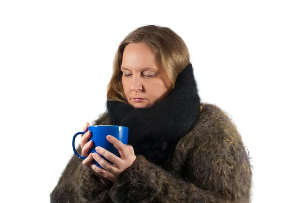 Mujer beber té — Foto de Stock