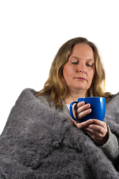 Mulher beber chá — Fotografia de Stock