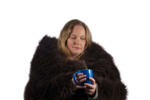 Kobieta picia herbaty — Zdjęcie stockowe