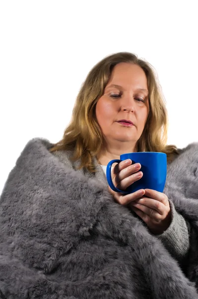 Donna bere il tè — Foto Stock
