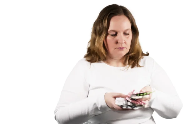 Woman and tablets — Stock Photo, Image