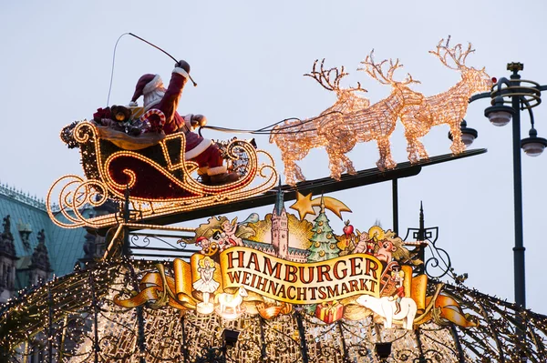 Ратуша ринку Гамбург Різдвяний ярмарок Стокова Картинка