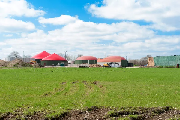 Towers from a biogas plant — Stock Photo, Image