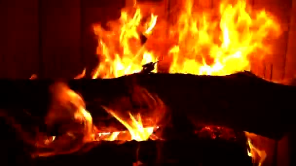 Kamin Feuer offenes Feuer — Stockvideo