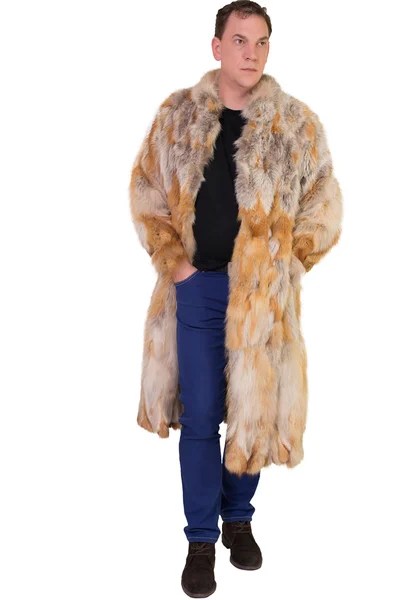 Man and fur coat — Stock Photo, Image