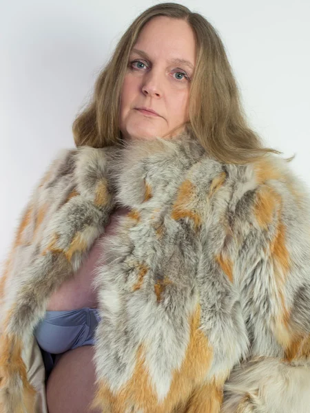Woman model in fur isolated — Stock Photo, Image