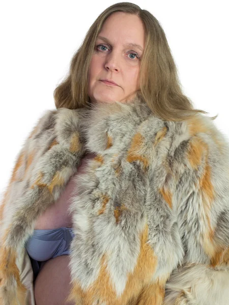 Woman model in fur isolated — Stock Photo, Image