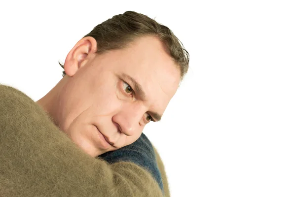 Homem vestindo uma camisola Angora — Fotografia de Stock