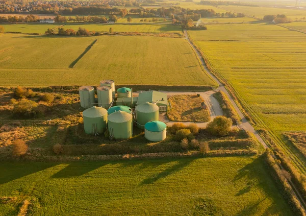 Avveckling Biogasanläggning Ett Luftperspektiv Med Drönare — Stockfoto