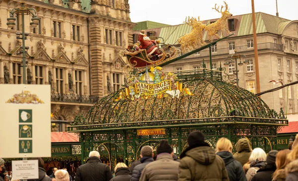Mercado Navidad Roncalli Frente Ayuntamiento Hamburgo Acceso Solo Personas Que —  Fotos de Stock