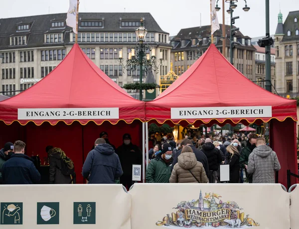 Wejście Targ Bożonarodzeniowy Hamburgu Dostęp Tylko Dla Zaszczepionych Lub Odzyskanych — Zdjęcie stockowe