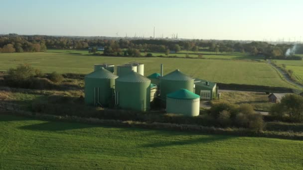 Disattivazione Impianto Biogas Prelevato Dalla Prospettiva Aerea Con Drone — Video Stock