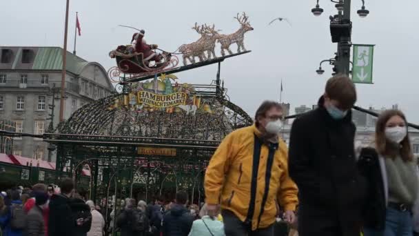 Roncalli Mercado Natal Frente Câmara Municipal Hamburgo Acesso Apenas Pessoas — Vídeo de Stock