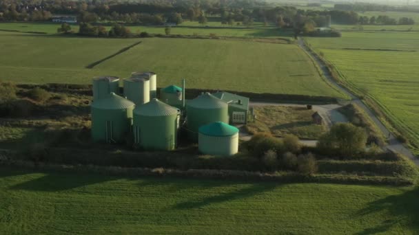 Desmantelamiento Una Planta Biogás Tomada Desde Perspectiva Aérea Con Dron — Vídeos de Stock