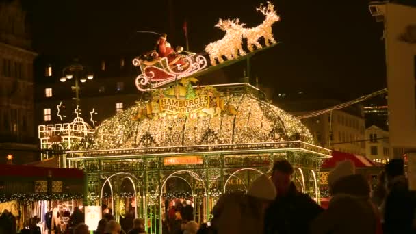 Roncalli Karácsonyi Vásár Előtt Hamburgi Városháza Hozzáférés Csak Emberek Akik — Stock videók