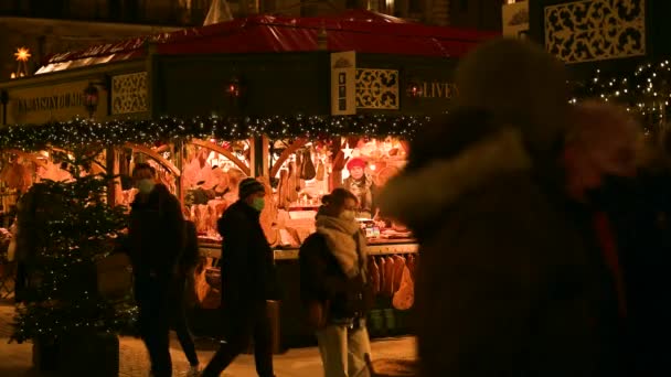 Marché Noël Roncalli Devant Mairie Hambourg Accès Uniquement Aux Personnes — Video