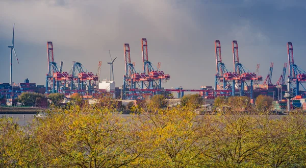 Containerterminalen Eurogate Burchardkai Hamburg Lastning Och Lossning — Stockfoto