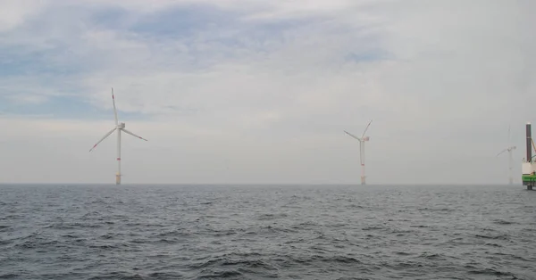 Wind Farm Offshore Energy Wind Turbine Construction North Sea — Stock Photo, Image