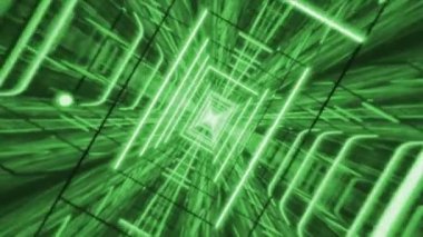 Yeşil teknolojik tünel ile siyah arkaplan 4k video.