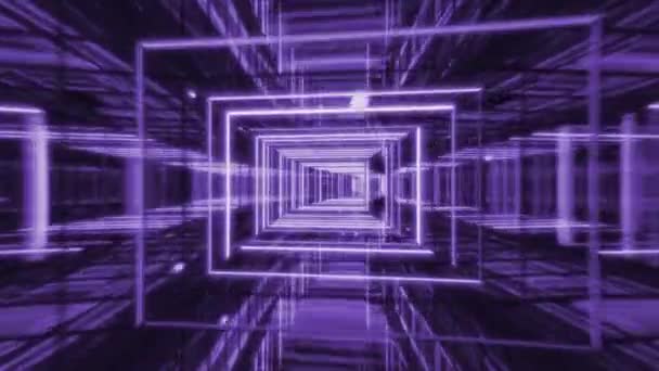 Vidéo 4k de fond noir avec tunnel technologique violet. — Video