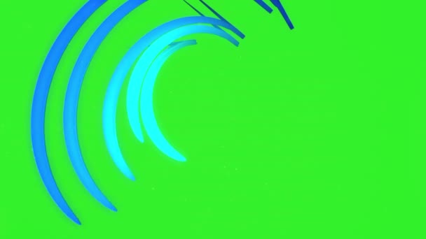 4k video of abstract shiny blue design elements on green background. — Stock Video