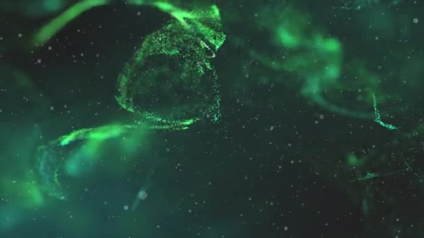 未来的なランナーを形成する緑色の粒子の4kビデオ. — ストック動画