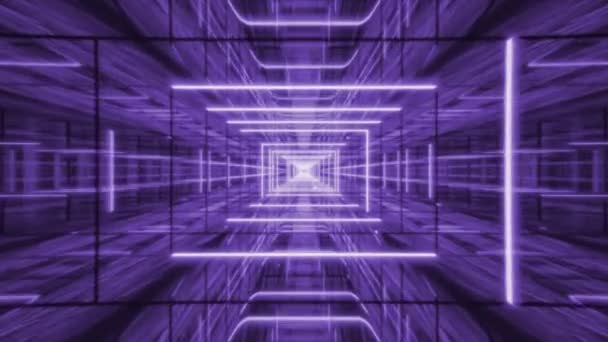4k відео чорного фону з фіолетовим технологічним тунелем . — стокове відео