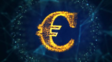 Mavi arkaplanda Avro sembolünün 3d çizimi.