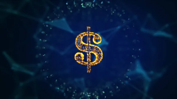 Ilustrasi 3d dari simbol dolar pada latar belakang biru. — Stok Foto