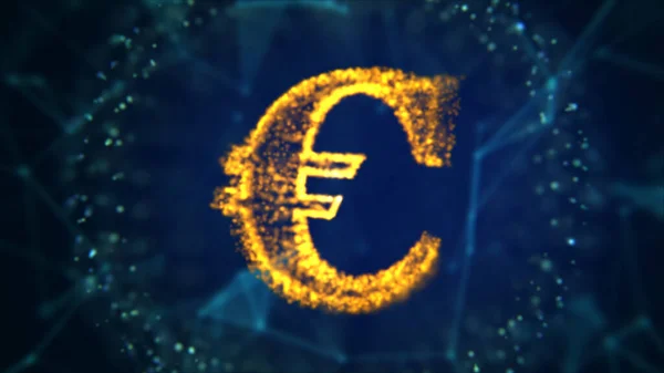 Ilustração 3d do símbolo do euro sobre fundo azul. — Fotografia de Stock