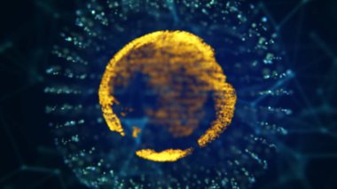 Mavi arkaplanda soyut Dünya 'nın 3D çizimi.