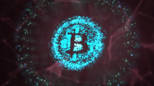 3D-s illusztráció bitcoin szimbólum fekete alapon. — Stock Fotó