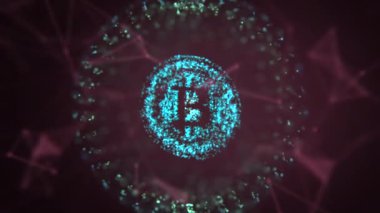 Siyah arkaplanda bitcoin sembolünün 4k videosu.