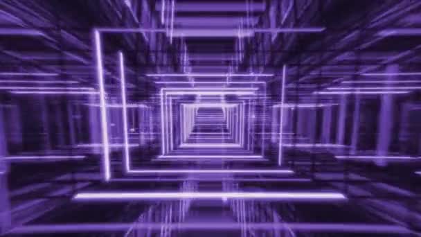 4k Video von schwarzem Hintergrund mit lila technologischem Tunnel. — Stockvideo