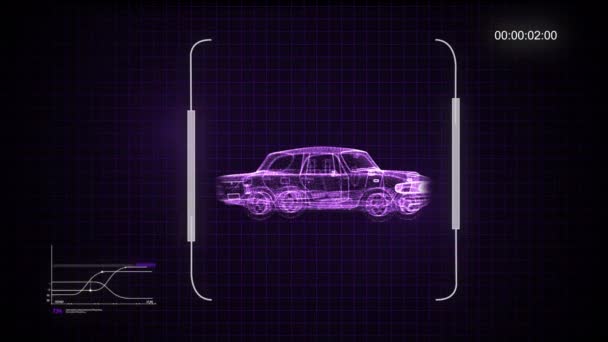 4k vídeo de fiação carro holograma. — Vídeo de Stock
