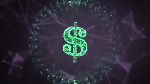 4k видео символа доллара на темно-синем фоне. — стоковое видео