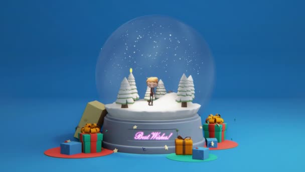 4k video de dibujos animados decoraciones de Navidad. — Vídeo de stock