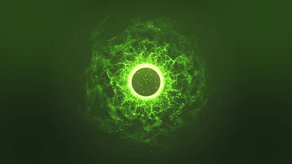 3D Illustration eines abstrakten grünen Kreises mit Lichteffekt. — Stockfoto