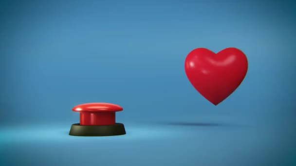 4k video of cartoon red button and heart. — ストック動画