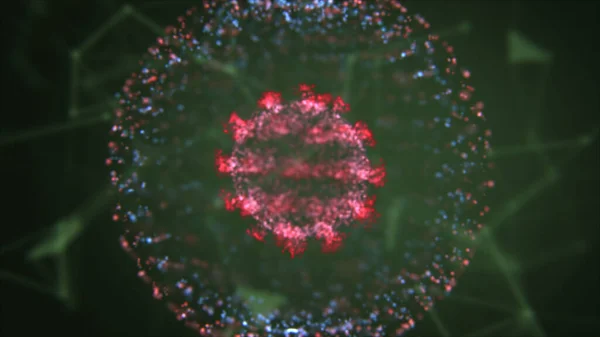 3d illustration of red circle of particles on black background. — ストック写真